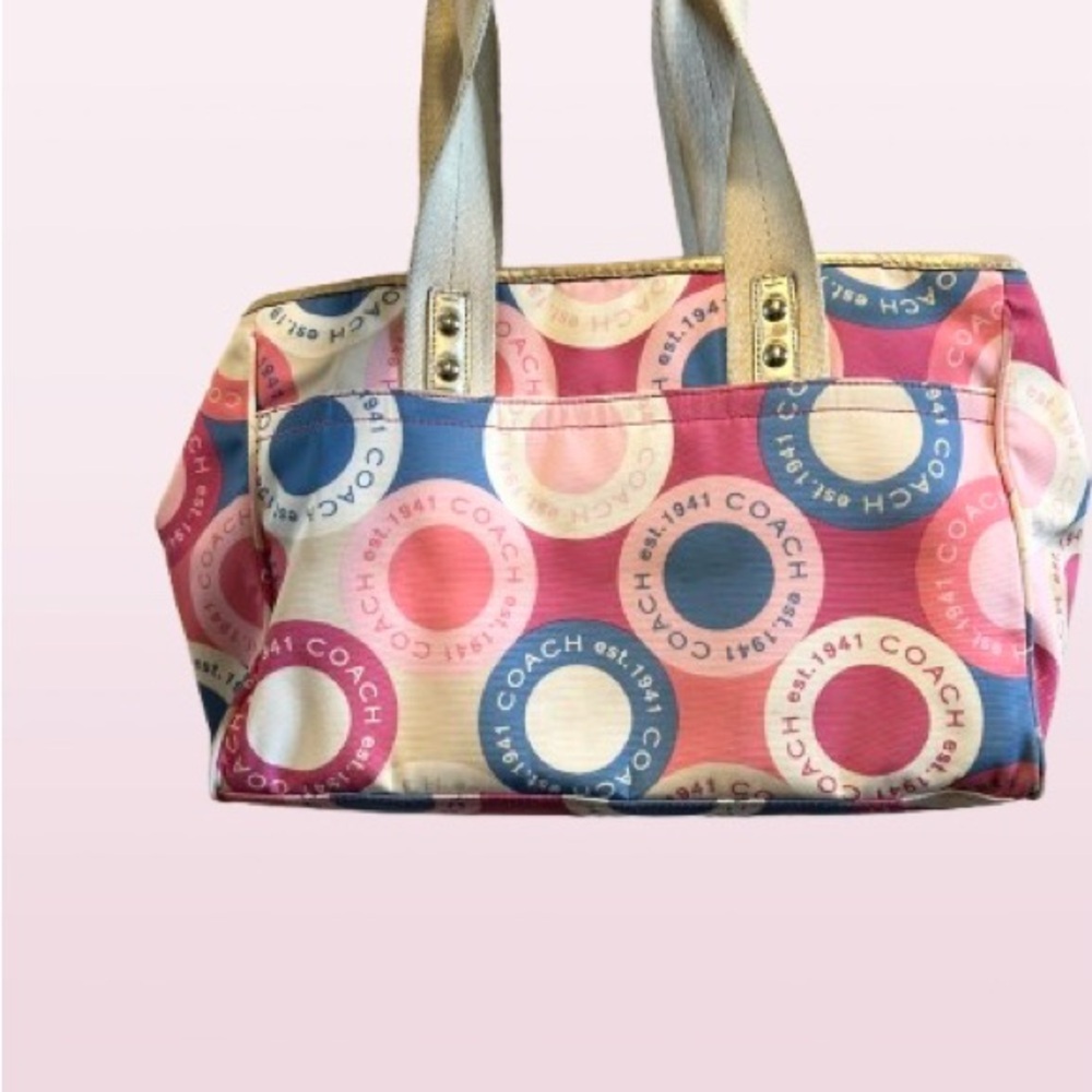 Coach Multi-color Daisy Scarf Print Tote Bag - Picture 2 of 8